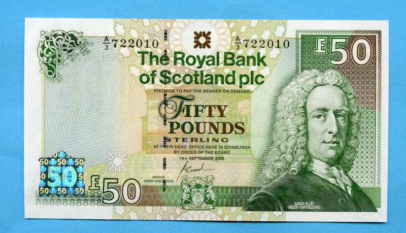 Royal Bank of Scotland  £50 Fifty Pounds Note Dated 14th September 2005