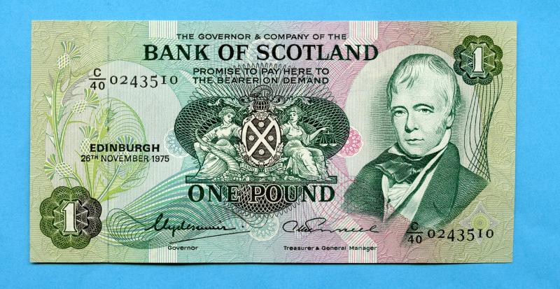 Bank of Scotland  £1 One  Pound Note Dated 26th November 1975