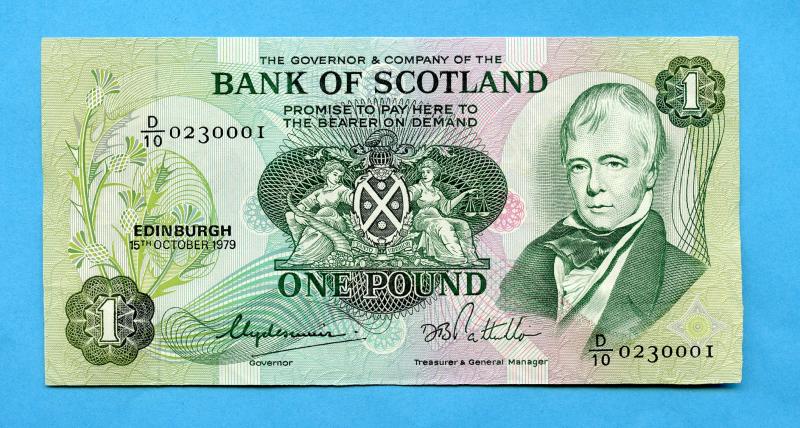 Bank of Scotland  £1 One  Pound Note Dated 15th October 1975