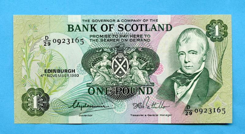 Bank of Scotland  £1 One  Pound Note Dated 4th November 1980