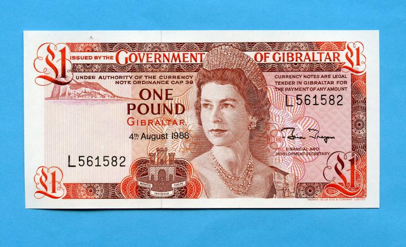 Government of Gibraltar  £1 One Pound  Banknote  Dated 4th August 1988