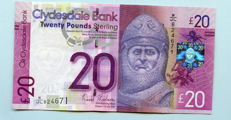 The Clydesdale Bank  £20 Twenty Pounds Banknote Dated 11th July 2009