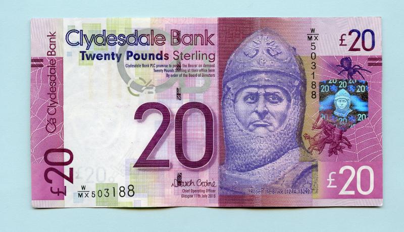 The Clydesdale Bank  £20 Twenty Pounds Banknote Dated 11th July 2015
