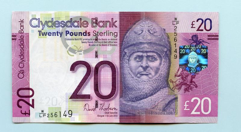 The Clydesdale Bank   £20 Twenty Pounds Banknote Dated 11th July 2015