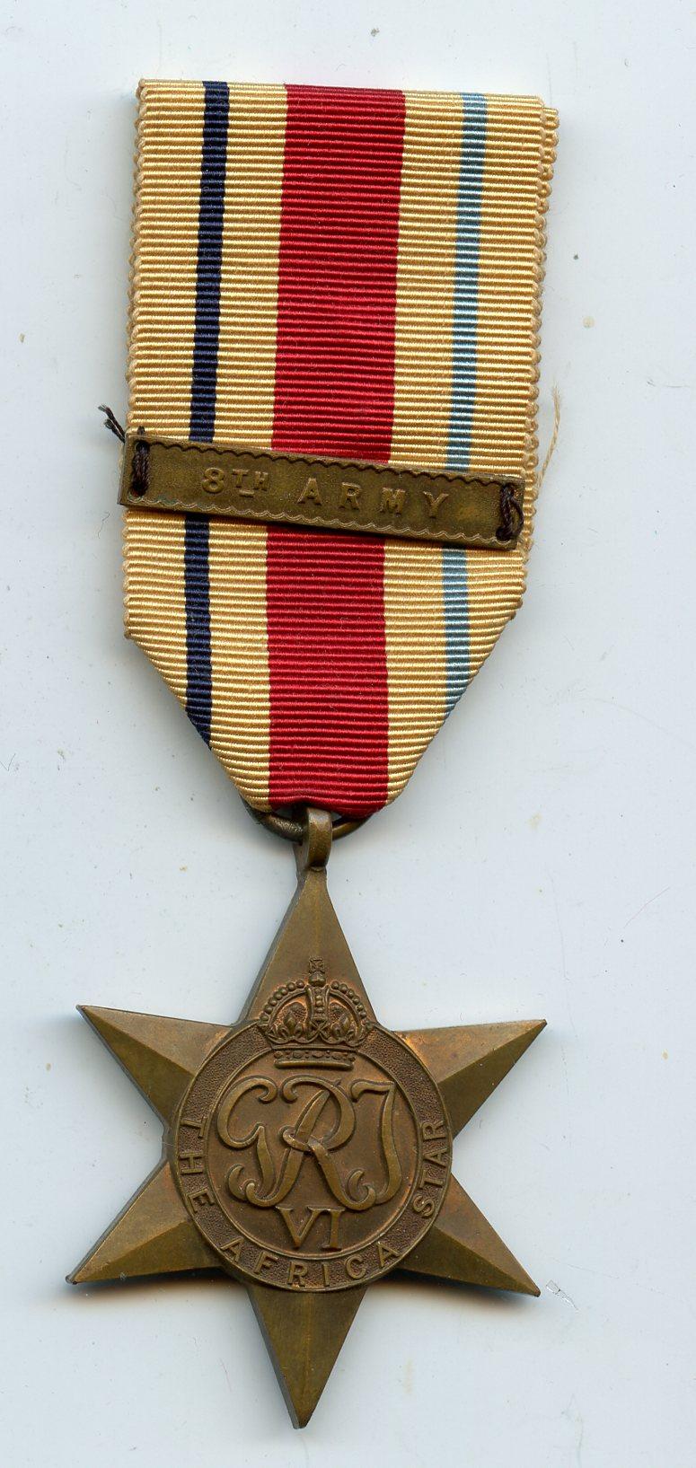 WW2 Africa Star Medal with 8th Army Clasp