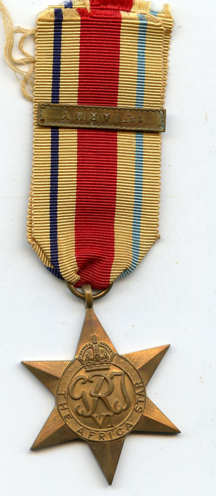 WW2 Africa Star Medal  with 1st  Army Clasp