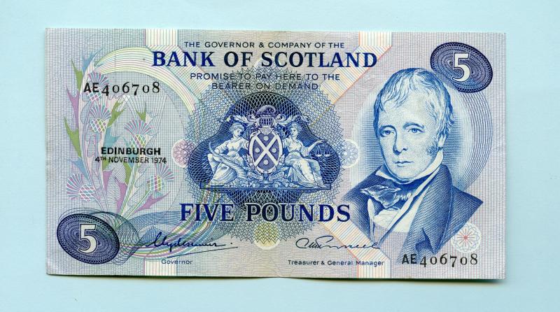 Bank of Scotland £5 Five Pounds Note Dated 4th November 1974