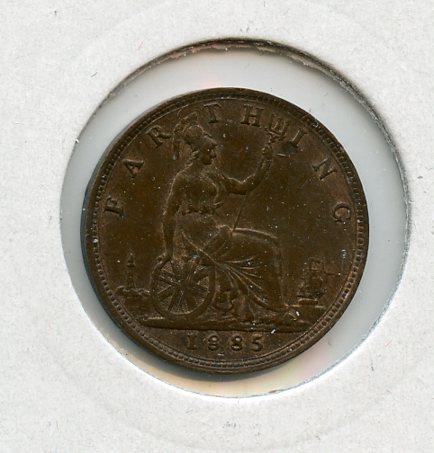 UK  Queen Victoria  Farthing Coin  Dated 1885
