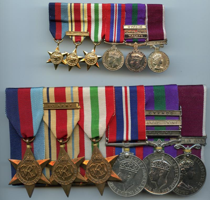 WW2  Group of 7  Medals GSM 3 Bars Medal Group including Canal Zone Clasp To Sgt  N Dixon, Royal Artillery
