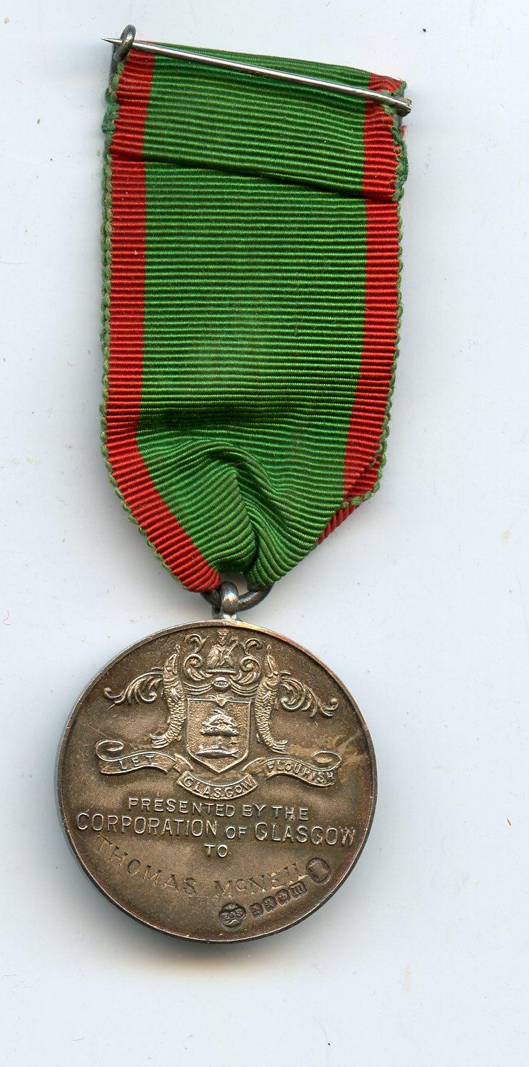 Corporation of Glasgow Medal for Bravery To  Thomas McNeil