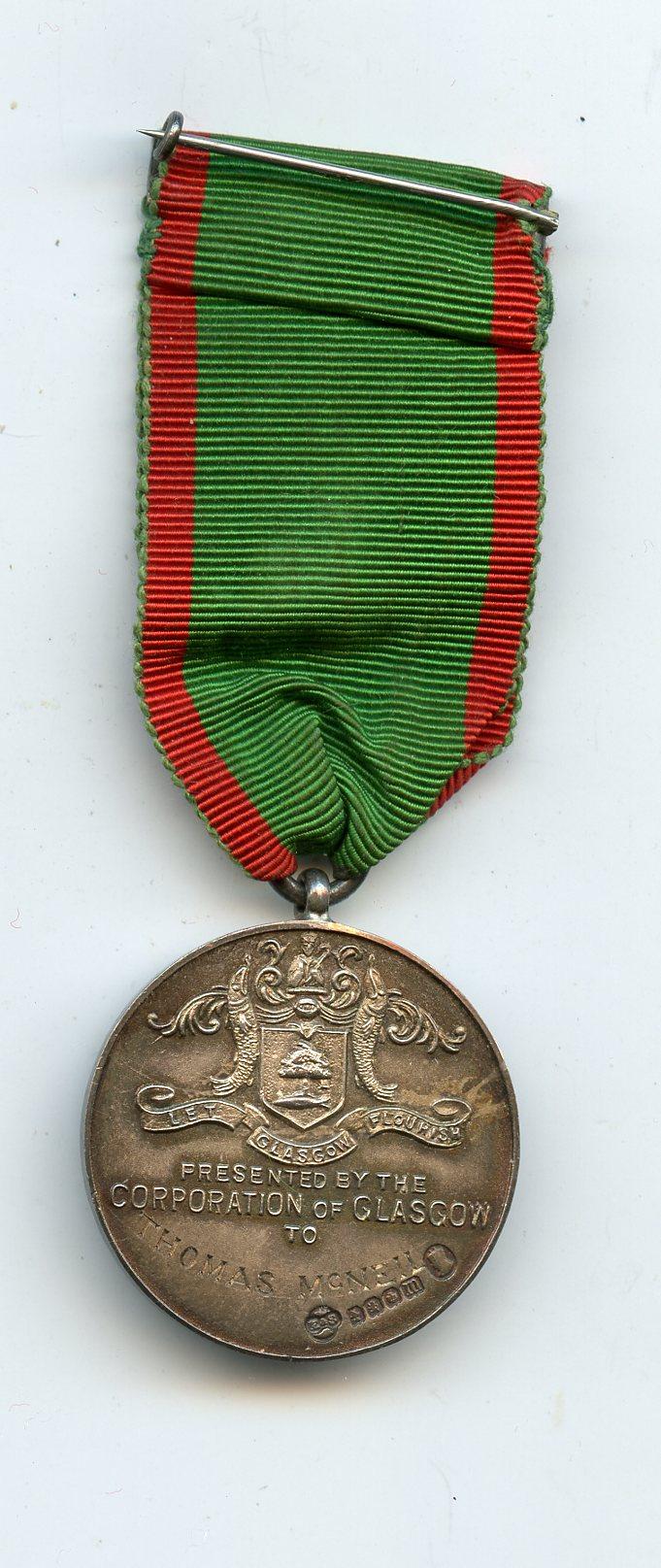 Corporation of Glasgow Medal for Bravery To  Thomas McNeil