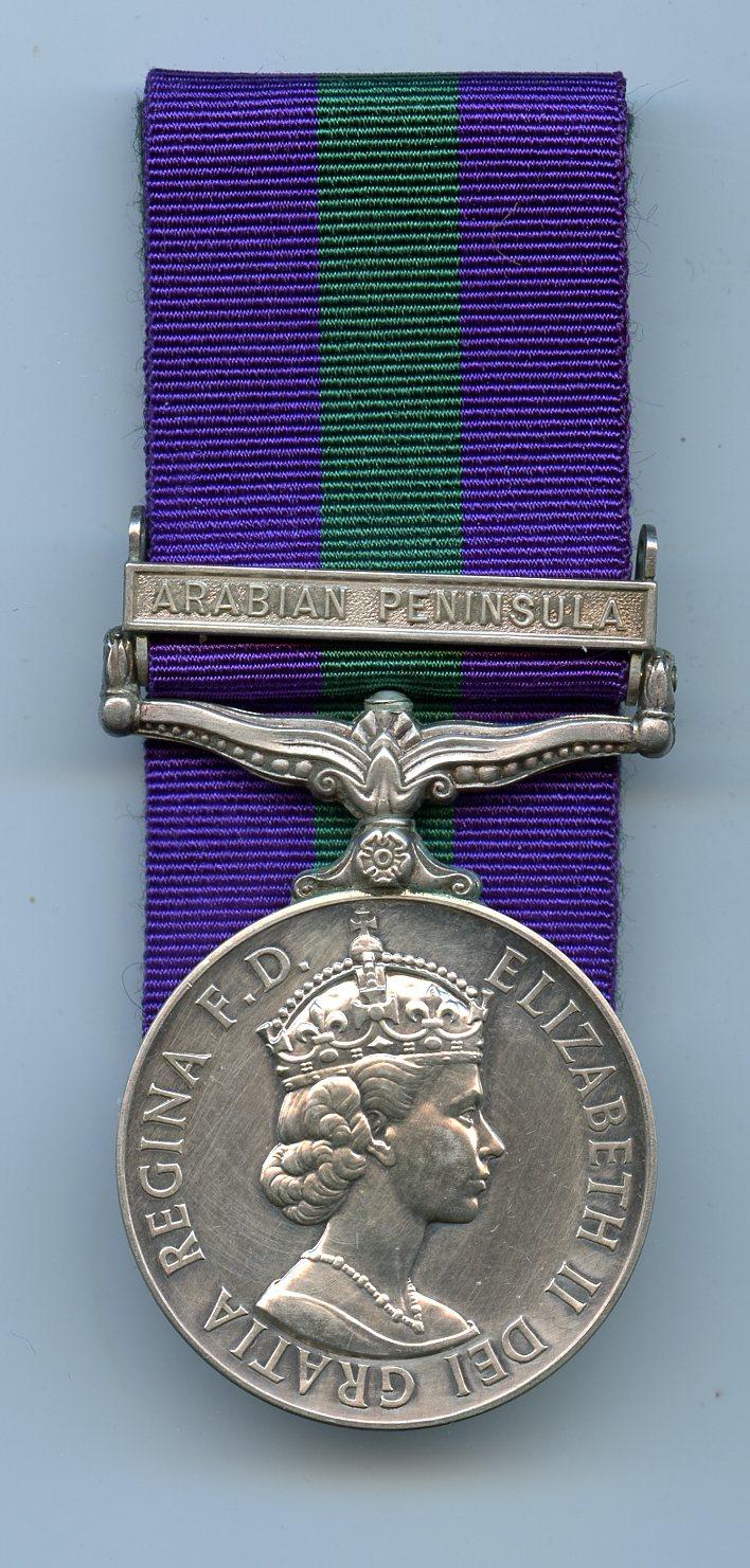 General Service Medal 1918-62 1 clasp Arabian Peninsula To Cpl Said Hamid, Trucial Oman Scouts