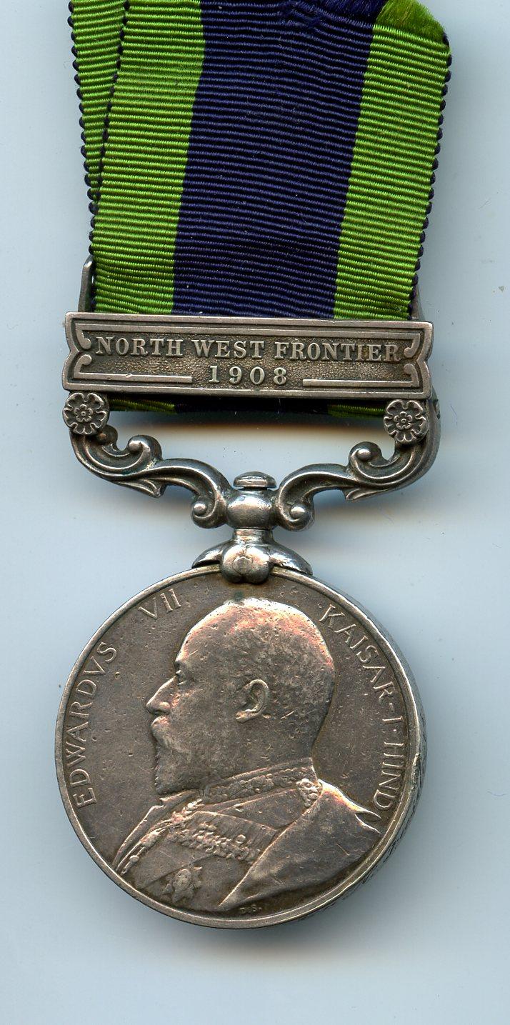 India General Service Medal North West Frontier 1908  To Pte George Bultitude, Northumberland Fusiliers