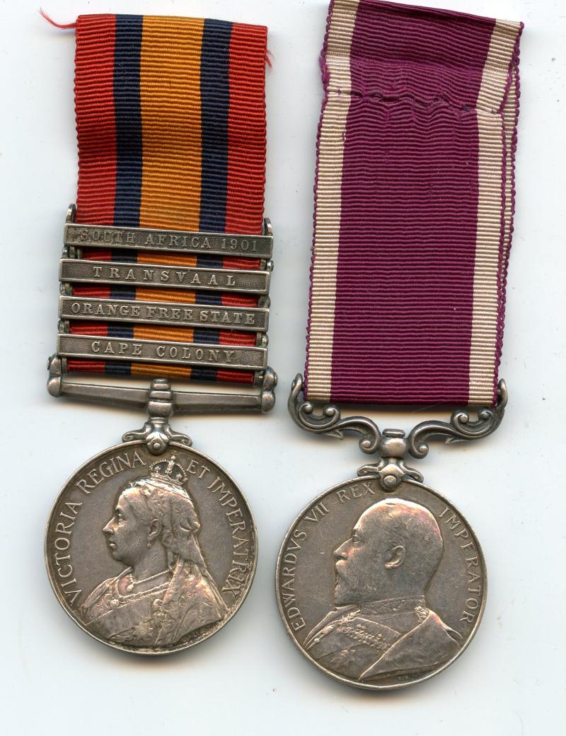 Queens South Africa Medal & Long Service To Gunner arthur Goodwin, 5th E.D. Royal Garrison Artillery