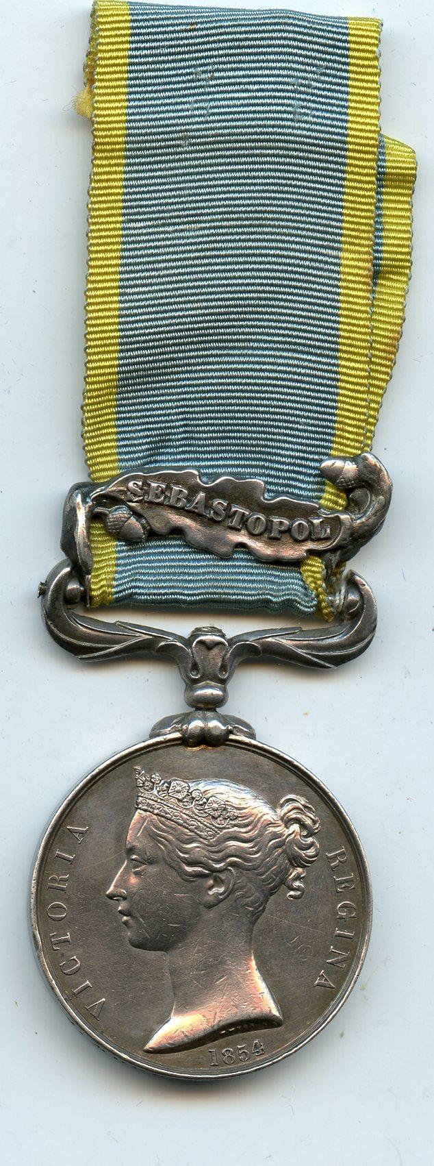 Crimea Medal 1854 ; 1 Clasp : Sebastopol to Pte J Moore, 13th Somerset Light Infantry
