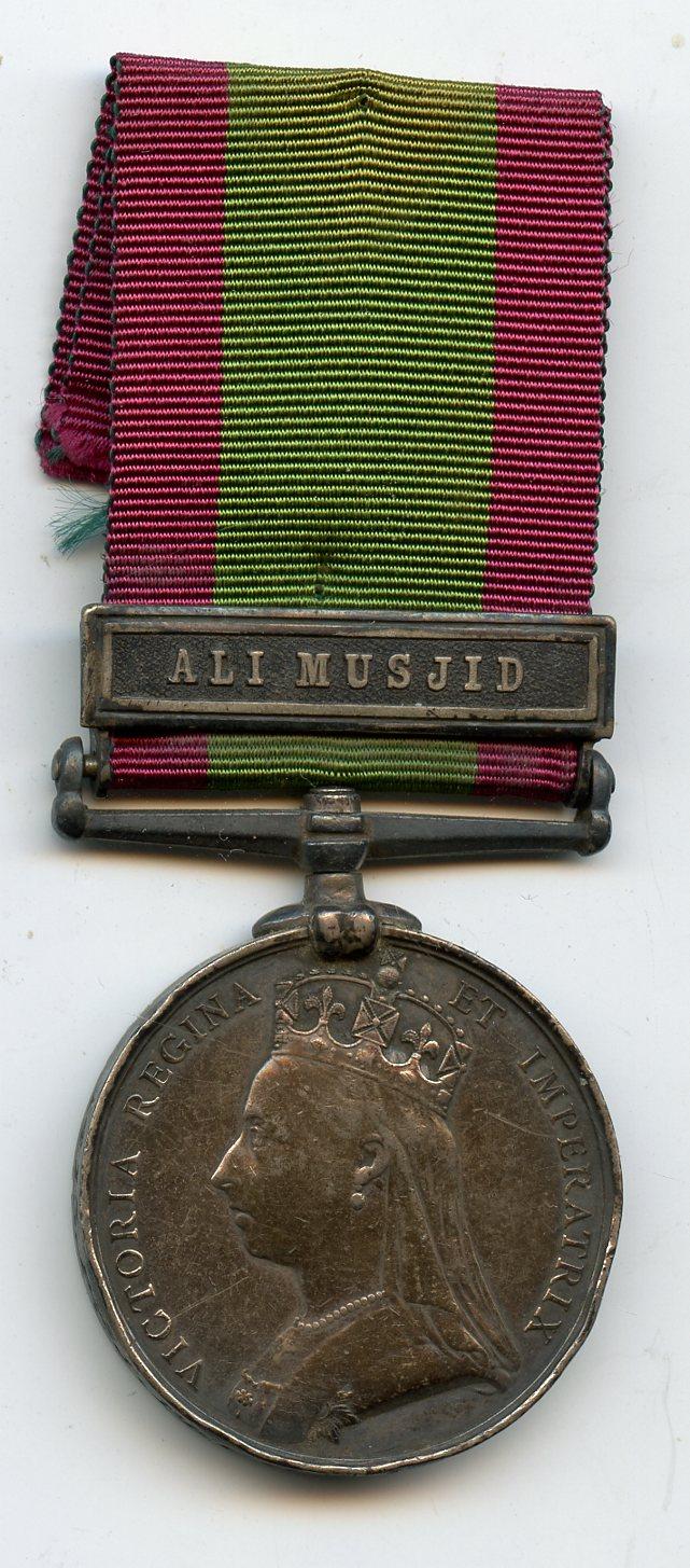 Afghanistan Medal  1879 Ali Musjid  To Pte J Peckham, 17th Leicestershire Regiment