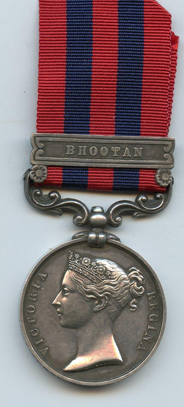 India General Service Medal 1854 1 Clasp Bhootan To Asst Surgeon W.H. Spry, 30th Native Infantry Regiment