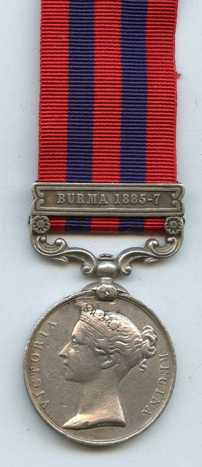 India General Service Medal 1854 1 Clasp Burma 1885-7   To Sepoy Pitha, 26th Bengal Infantry