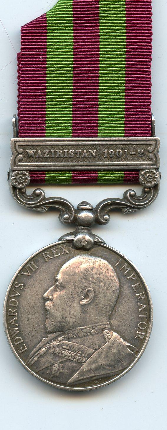 India Service Medal Waziristan 1901-02  To Sepoy Hamid Khan, 5th Punjab Infantry