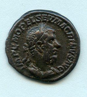 ROMAN EMPEROR MACRINUS (AD 217-218) silver denarius coin