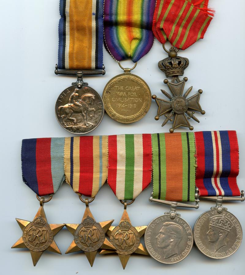 Belgium Croix De Guerre Group of 8 Medals To Captain Herbert Carnegie, Royal Engineers