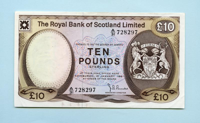 Royal Bank of Scotland  £10 Ten Pound Note Dated 10th January  1981
