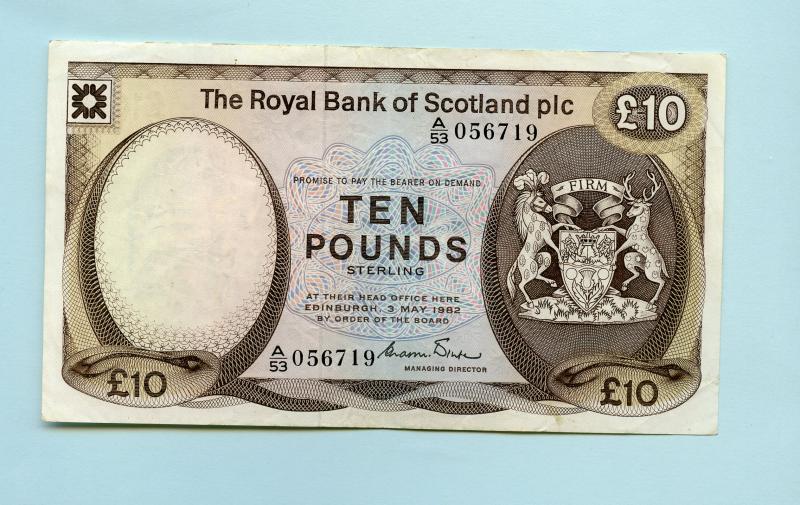 Royal Bank of Scotland  £10 Ten Pound Note Dated 3rd May 1982