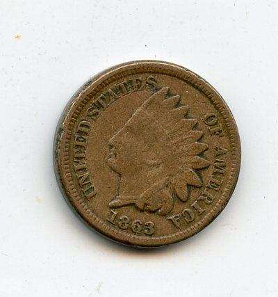 U.S.A Indian Head  One Cent Coin Dated 1863