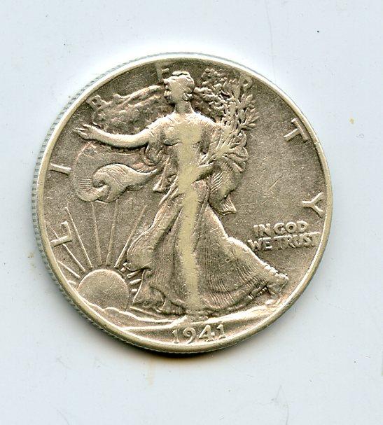 U.S.A. Walking Liberty  Half Dollar Coin  Dated 1941