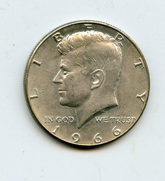 U.S.A. Kennedy  Half Dollar Coin  Dated 1966