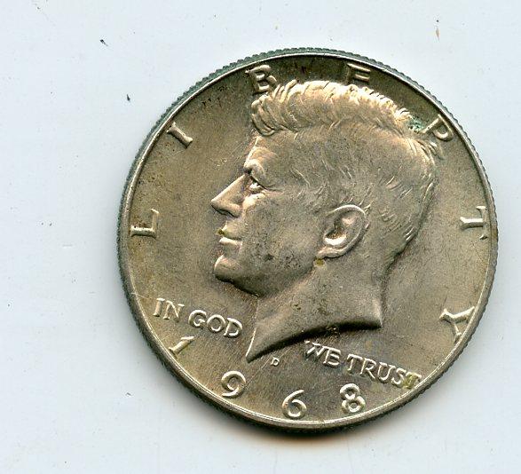 U.S.A. Kennedy Half Dollar Coin Dated 1968