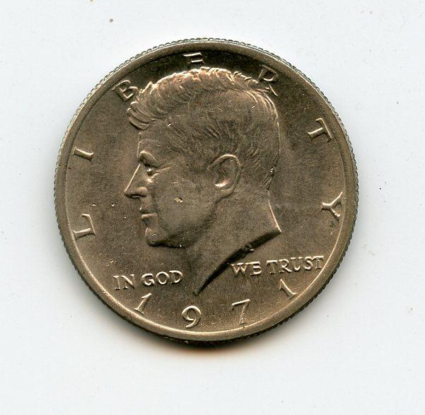 U.S.A. Kennedy Half Dollar Coin Dated 1971