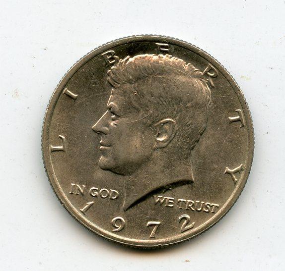 U.S.A. Kennedy Half Dollar Coin Dated 1972