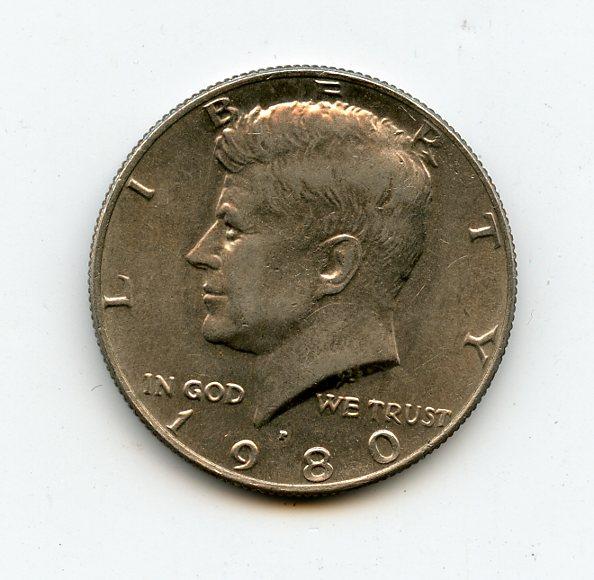 U.S.A. Kennedy Half Dollar Coin Dated 1980