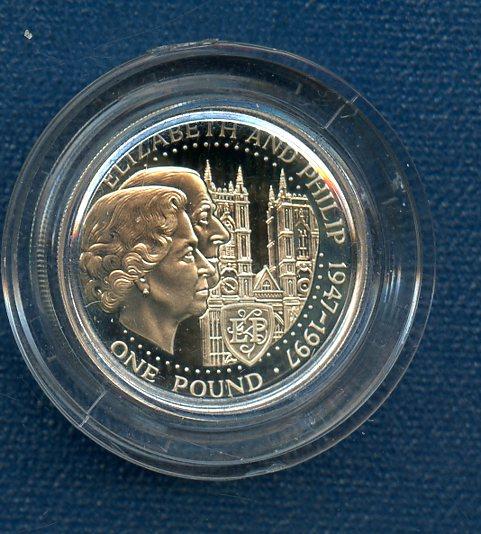 1997 Guernsey Golden Wedding Anniversary Silver Proof £1 One Pound  Coin