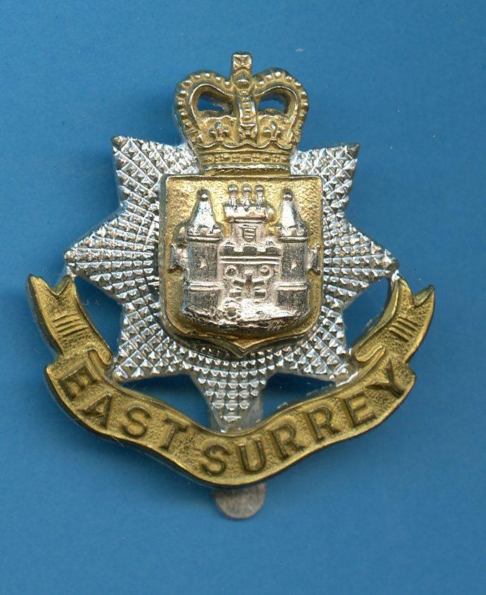 East Surrey Regiment Officers Gilt  Cap Badge