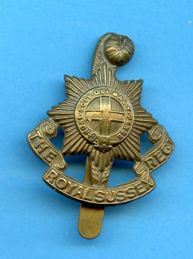 Royal Sussex Regiment  Brass Metal Cap Badge