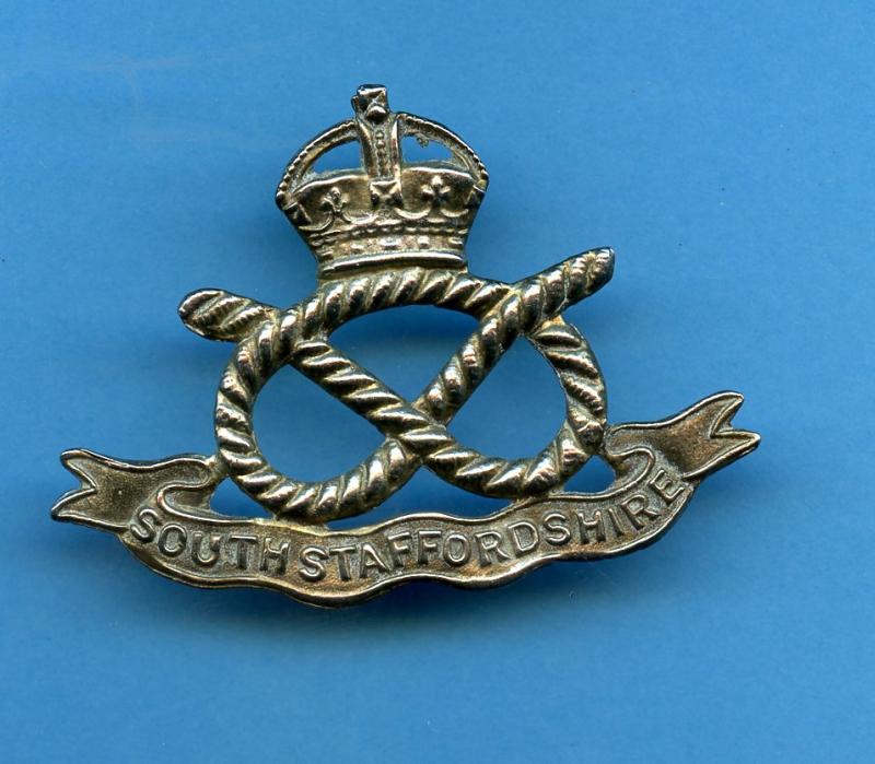 South Staffordshire Regiment Kings Crown Silver Cap Badge