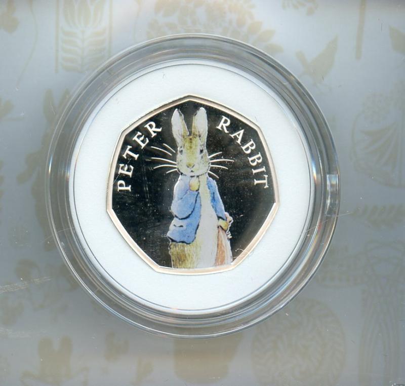 UK 2019 Peter Rabbit Beatrix Potter Silver Proof 50p Coin