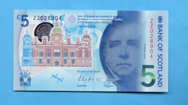 Bank of Scotland  Replacement £5 Five Pounds Note New Polymer Type Dated 25th March 2016