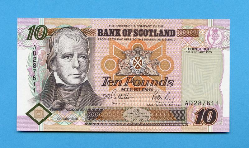 Bank of Scotland  £10 Ten Pounds Note Dated  1st February 1995