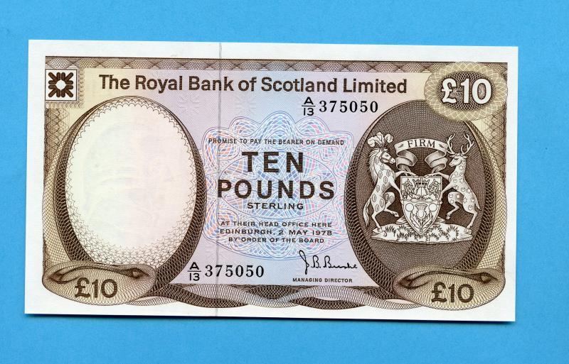 Royal Bank Of Scotland £10 Ten Pounds Note  Dated 2nd May 1978