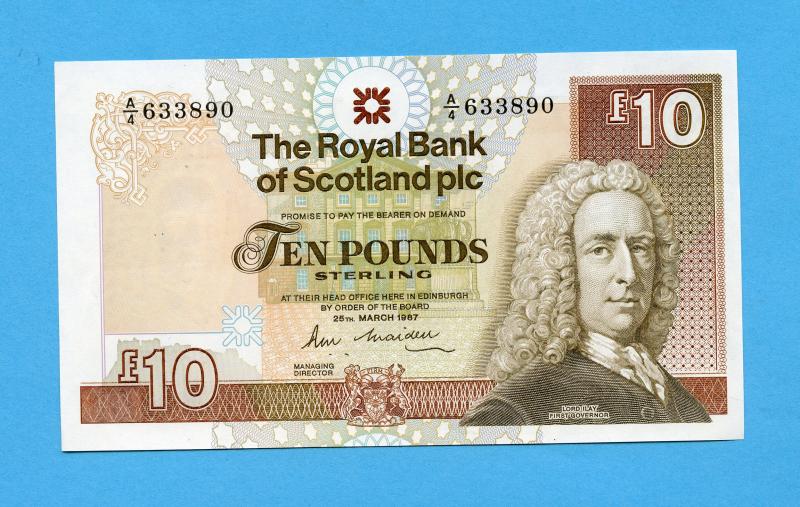 Royal Bank of Scotland  £10 Ten Pounds Note Dated 25th March  1987