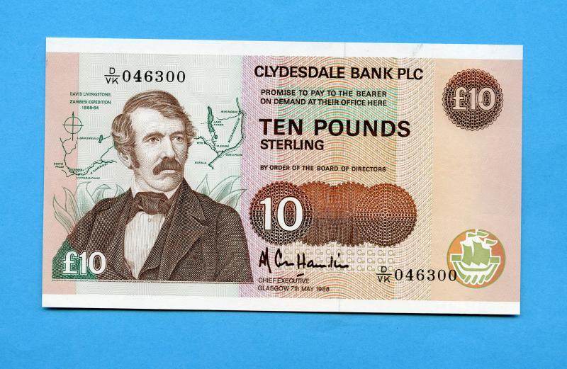 The Clydesdale Bank  £10 Ten Pounds Banknote Dated 7th May 1988