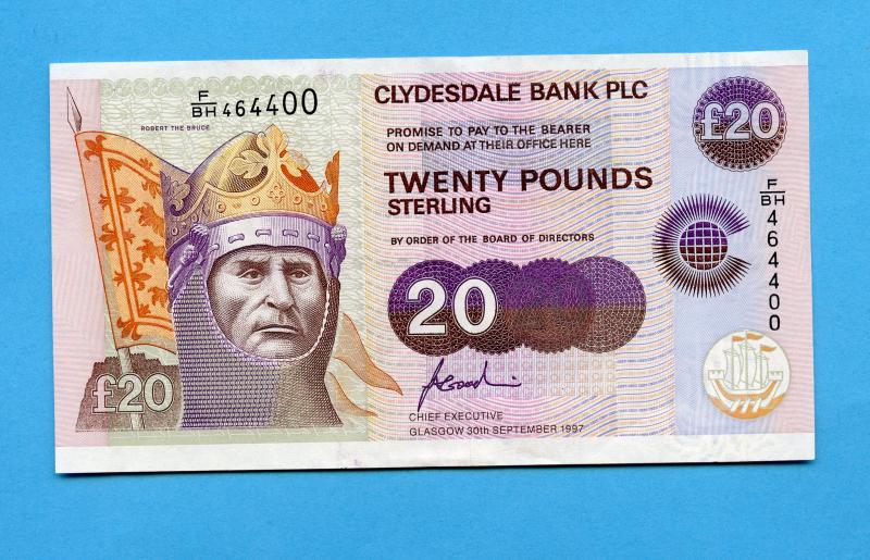 The Clydesdale Bank   £20 Twenty Pounds Banknote Dated 30th September 1997