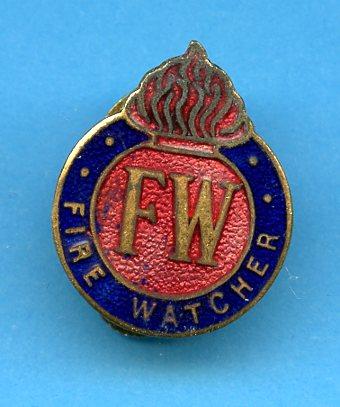 WW2 Fire Watcher Lapel Badge