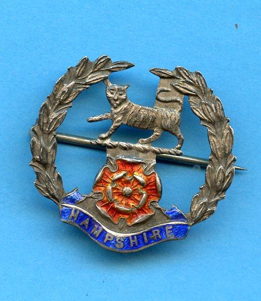 Silver & Enamel Hampshire Regiment Sweetheart Badge