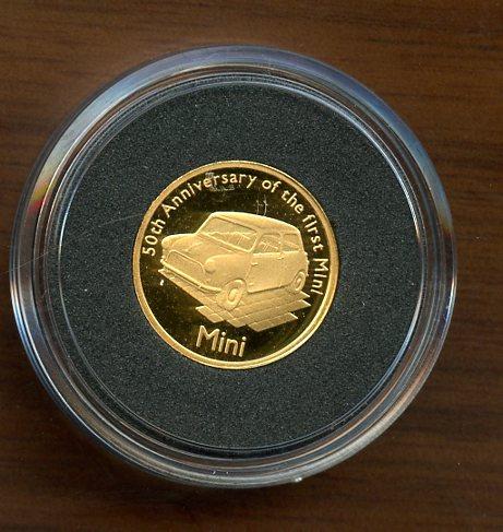 Alderney 2009   50th Anniversary of the Mini  Car Gold Proof One Pound Coin