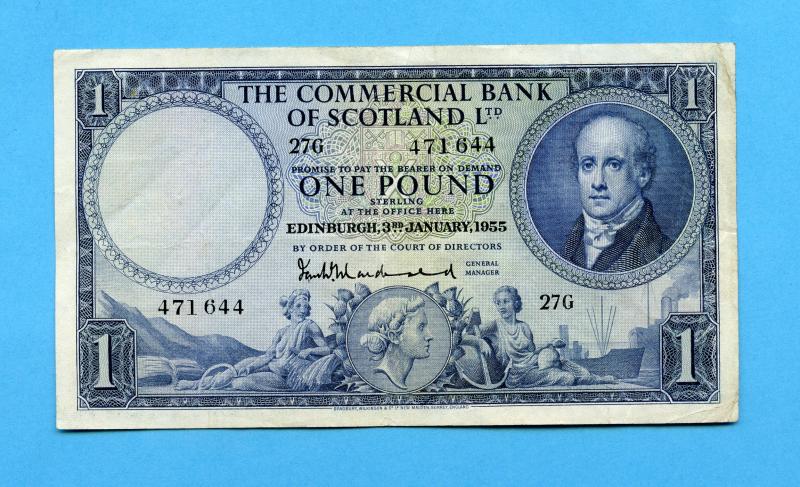 The Commercial Bank of Scotland  £1 One Pound Note Dated 3rd January 1955