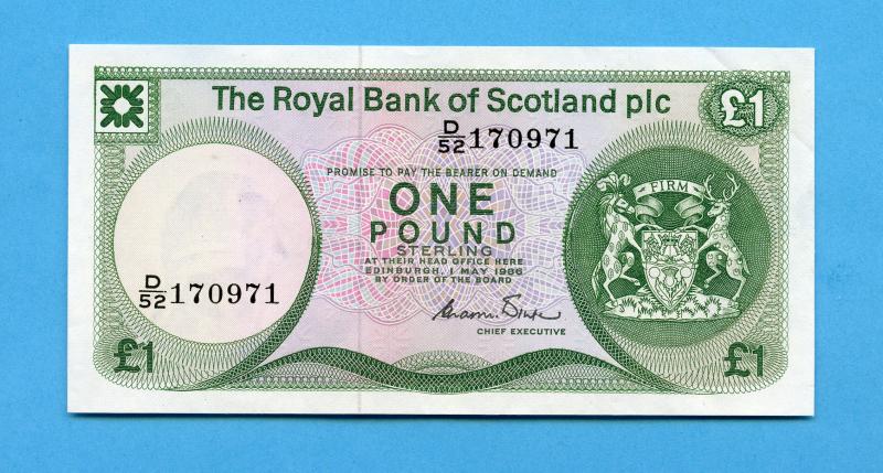 Royal Bank of Scotland  £1 One Pound Note Dated 1st May 1986